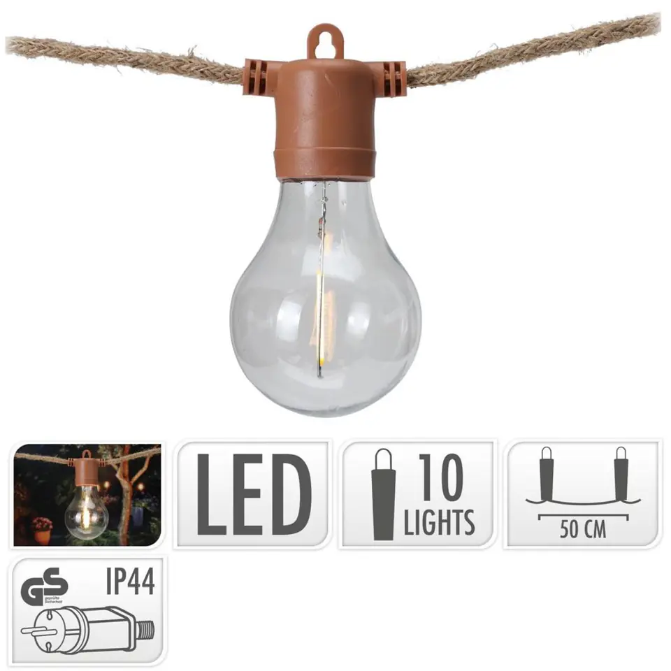 ⁨GIRLANDA OGRODOWA PARTY LIGHT 10LED 7,5M BROWN⁩ w sklepie Wasserman.eu