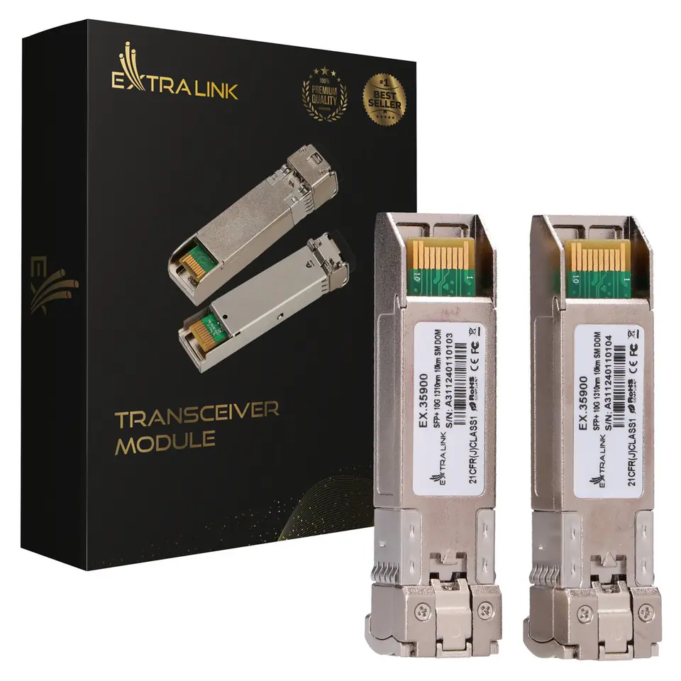 ⁨Extralink SFP+ 10G 2-pack | SFP+ Module | 10Gbps, LC/UPC, 1310nm, 10km, single mode, DOM⁩ at Wasserman.eu