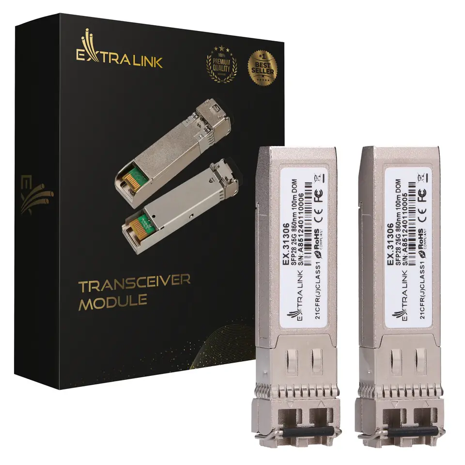 ⁨Extralink SFP28 25G 2-Pack | SFP28 Module | 25Gbps, LC/UPC Duplex, 850nm, 100m, multi mode, DOM⁩ at Wasserman.eu