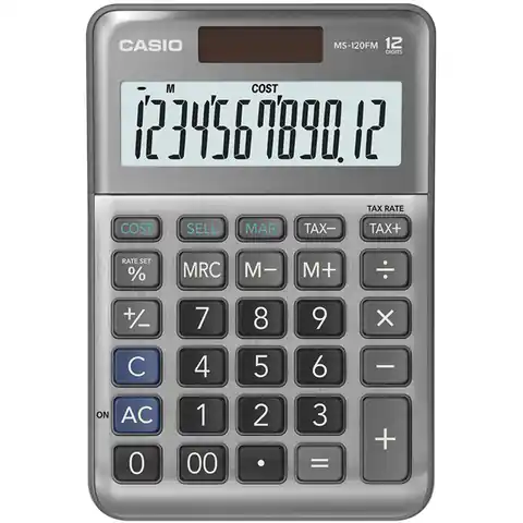 ⁨Casio Kalkulator MS 120 FM, srebrna, stołowy, obliczenie VAT, marży⁩ w sklepie Wasserman.eu