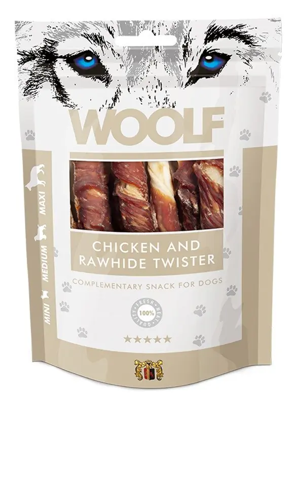 ⁨WOOLF Chicken Rawhide Twister - dog treat - 100 g⁩ at Wasserman.eu