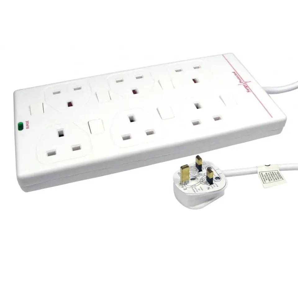 ⁨MicroConnect 6-way UK Socket 2M White⁩ w sklepie Wasserman.eu