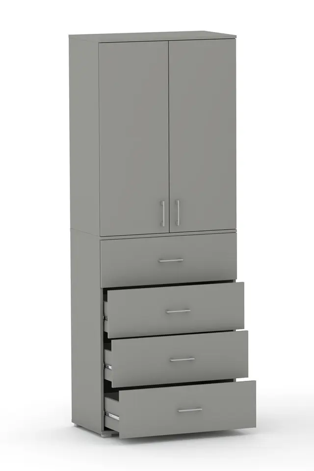 ⁨Regał Szafa POLA 215 4S3P2D - 4 szuflady- 4 szerokości do wyboru. Szara⁩ w sklepie Wasserman.eu