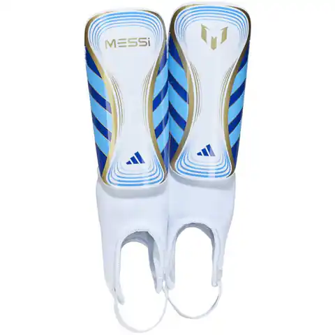 ⁨Nagolenniki adidas Messi SG MTC Jr (kolor Biały. Niebieski, rozmiar L)⁩ w sklepie Wasserman.eu