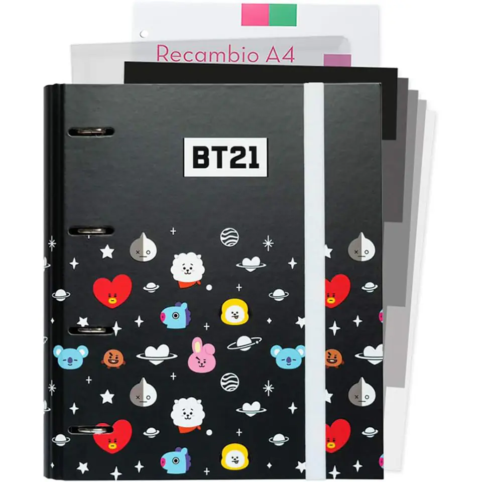 ⁨BT21 - Segregator A4 z kartkami (4 ringi, gumka)⁩ w sklepie Wasserman.eu