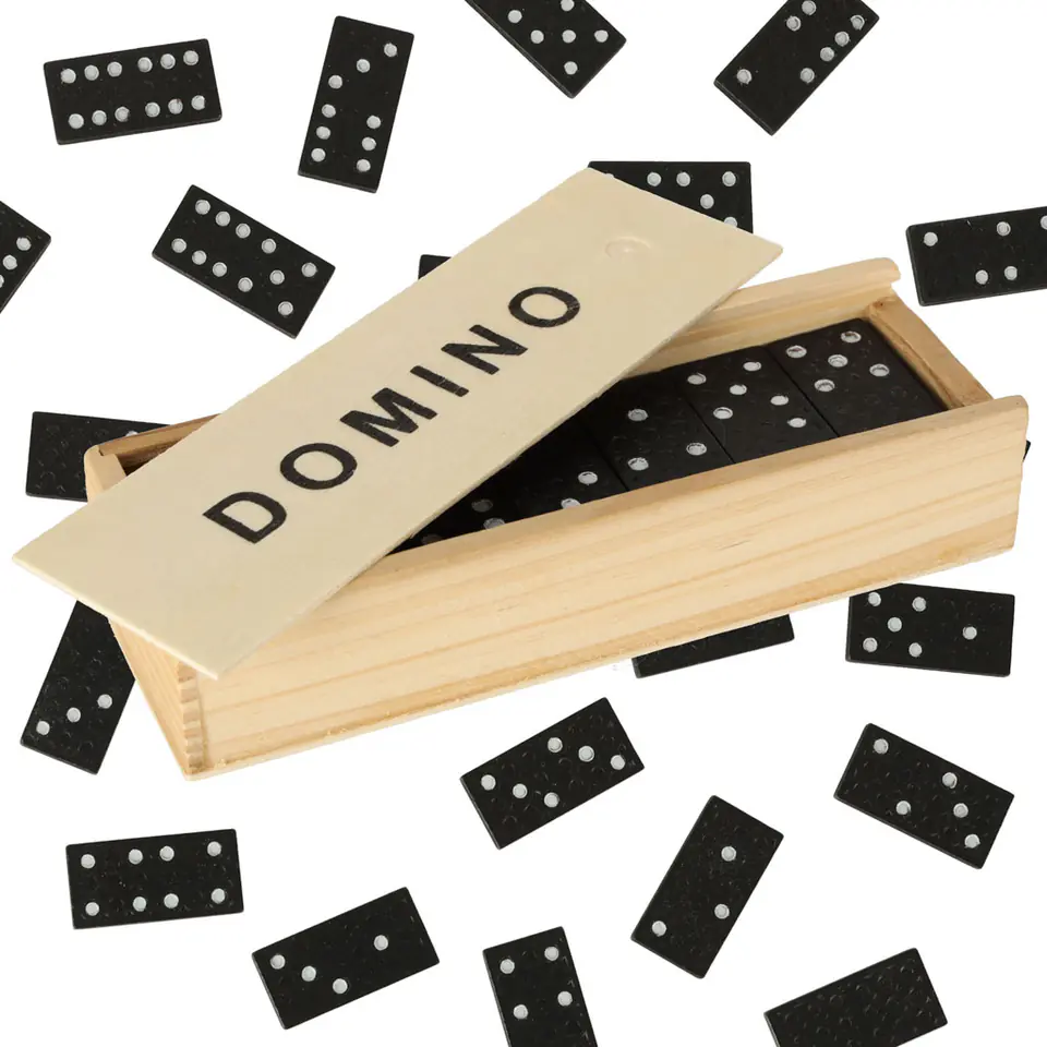 ⁨Domino drewniane gra rodzinna edukacyjna z etui klocki z drewna do gry⁩ w sklepie Wasserman.eu