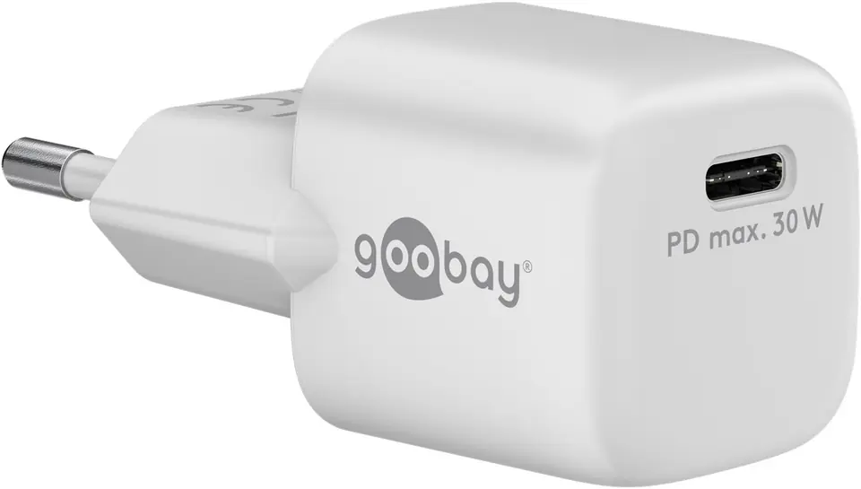 ⁨Ładowarka sieciowa USB-C PD GaN 30W Goobay BIAŁA⁩ w sklepie Wasserman.eu