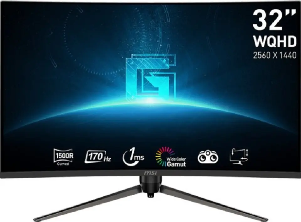 ⁨MSI G32CQ5P computer monitor 80 cm (31.5") 2560 x 1440 pixels Wide Quad HD LCD Black⁩ at Wasserman.eu