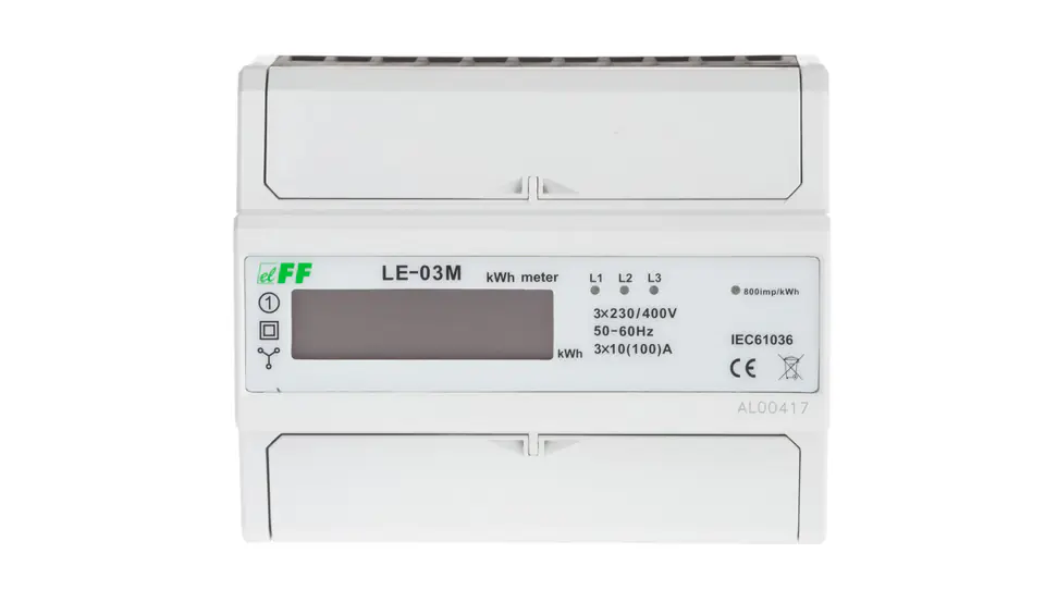 Electricity meter 3-phase 100A single tariff 230/400V with LCD display LE-03M at Wasserman.eu