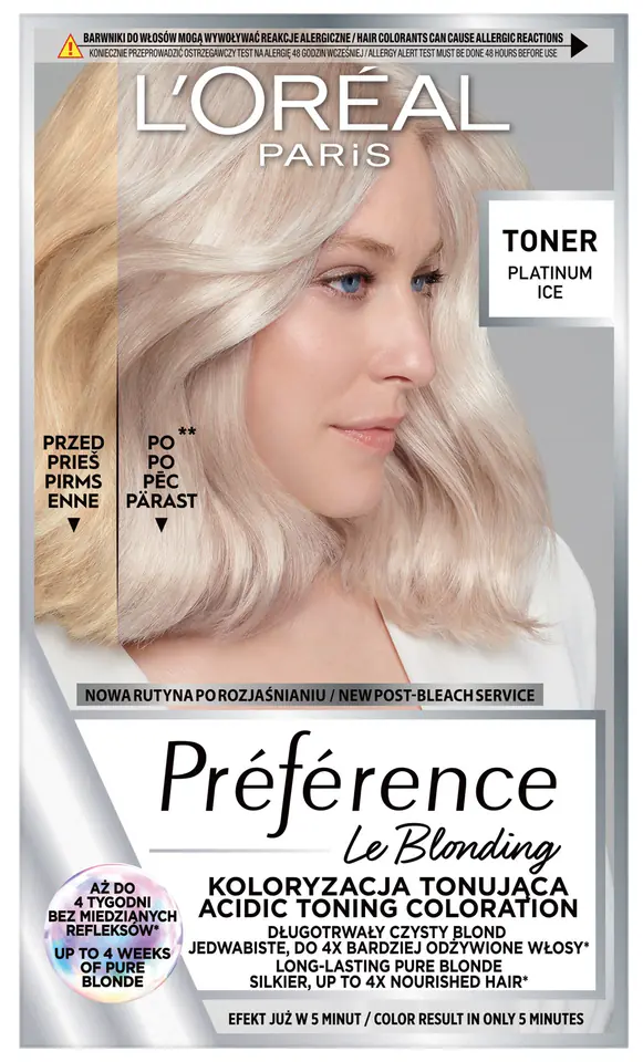 ⁨LOREAL Preference Le Blonding Toner koloryzujący do włosów blond - Platinum Ice 1op.⁩ w sklepie Wasserman.eu