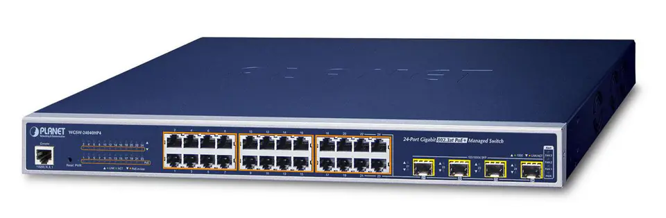 ⁨PLANET WGSW-24040HP4 network switch Managed L2/L4 Gigabit Ethernet (10/100/1000) Power over Ethernet (PoE) Blue⁩ at Wasserman.eu