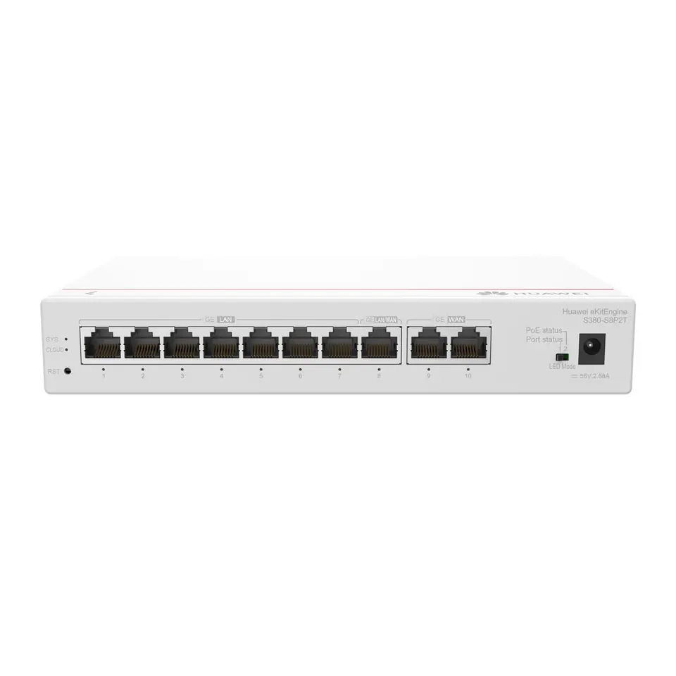 Huawei S380-S8P2T | Router | 2x GE WAN, 8x GE LAN, PoE+, 124W at Wasserman.eu