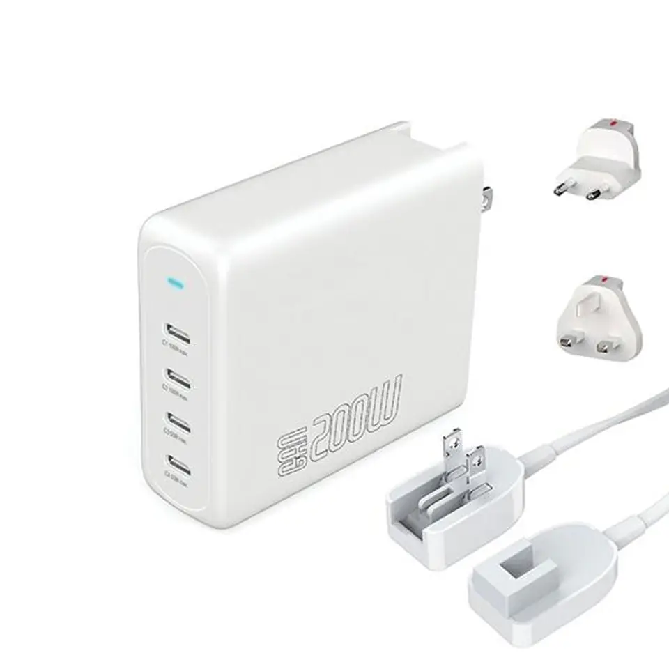 ⁨4smarts Ładowarka sieciowa 200W GaN Flex Pro 4xUSB-C biała/white 544200⁩ w sklepie Wasserman.eu