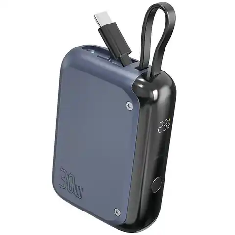 ⁨4smarts Powerbank Pocket 10000mAh 30W z wbudowanym kablem USB-C 15cm space blue 540698⁩ w sklepie Wasserman.eu