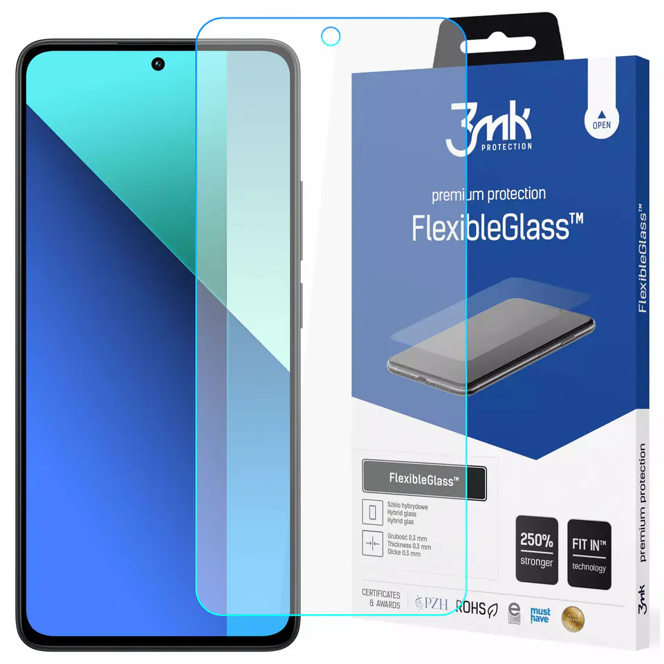 ⁨Szkło hybrydowe do Xiaomi Redmi Note 13 4G 3mk FlexibleGlass ochronne na ekran Glass 7h⁩ w sklepie Wasserman.eu