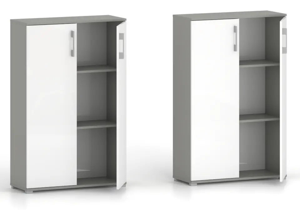 Regał komoda biurowa Pola 2D 110 x 80 cm Szary białymi drzwiami w sklepie Wasserman.eu