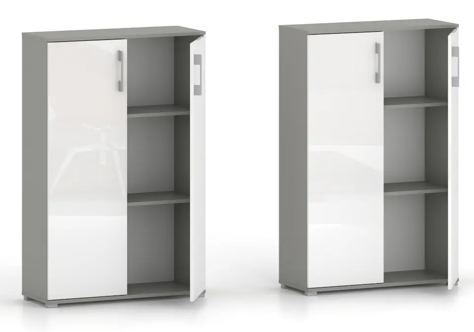 Regał komoda biurowa Pola 2D 110 x 80 cm Szary połysk w sklepie Wasserman.eu