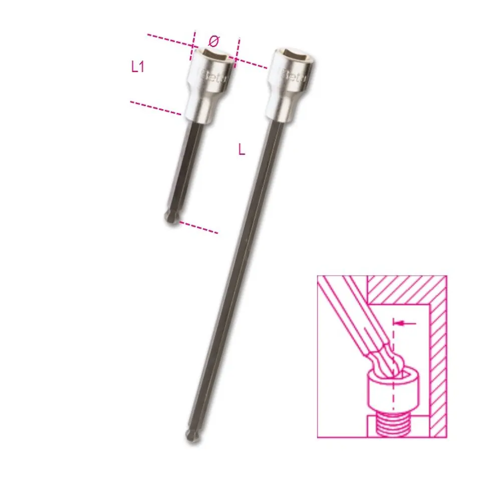 ⁨Nasadka trzpieniowa 1/2" imbusowa z kulką 5 mm Beta⁩ w sklepie Wasserman.eu