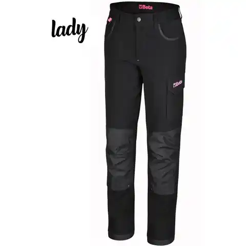⁨Spodnie robocze 7818LN damskie elastyczne czarne z różowymi wstawkami, roz. XL Beta⁩ w sklepie Wasserman.eu