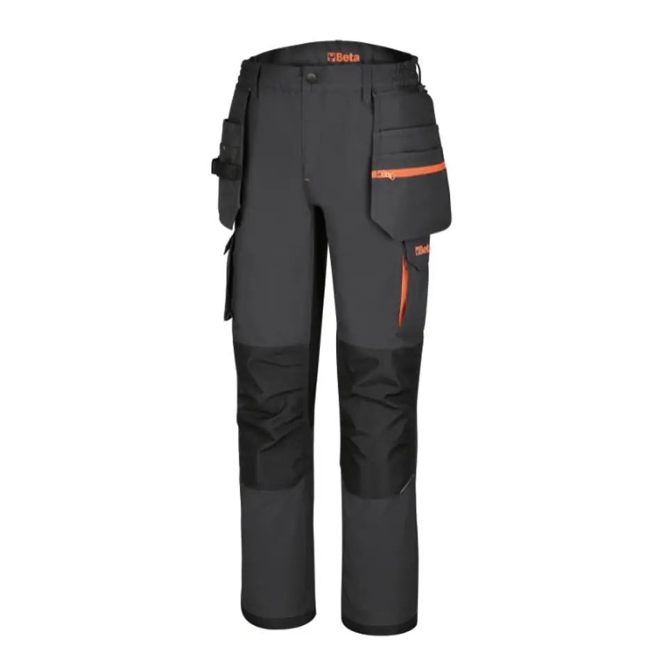 ⁨Spodnie robocze 7819G wzmocnione, szare z czarnymi i pomarańczowymi detalami, roz. XXL Beta⁩ w sklepie Wasserman.eu