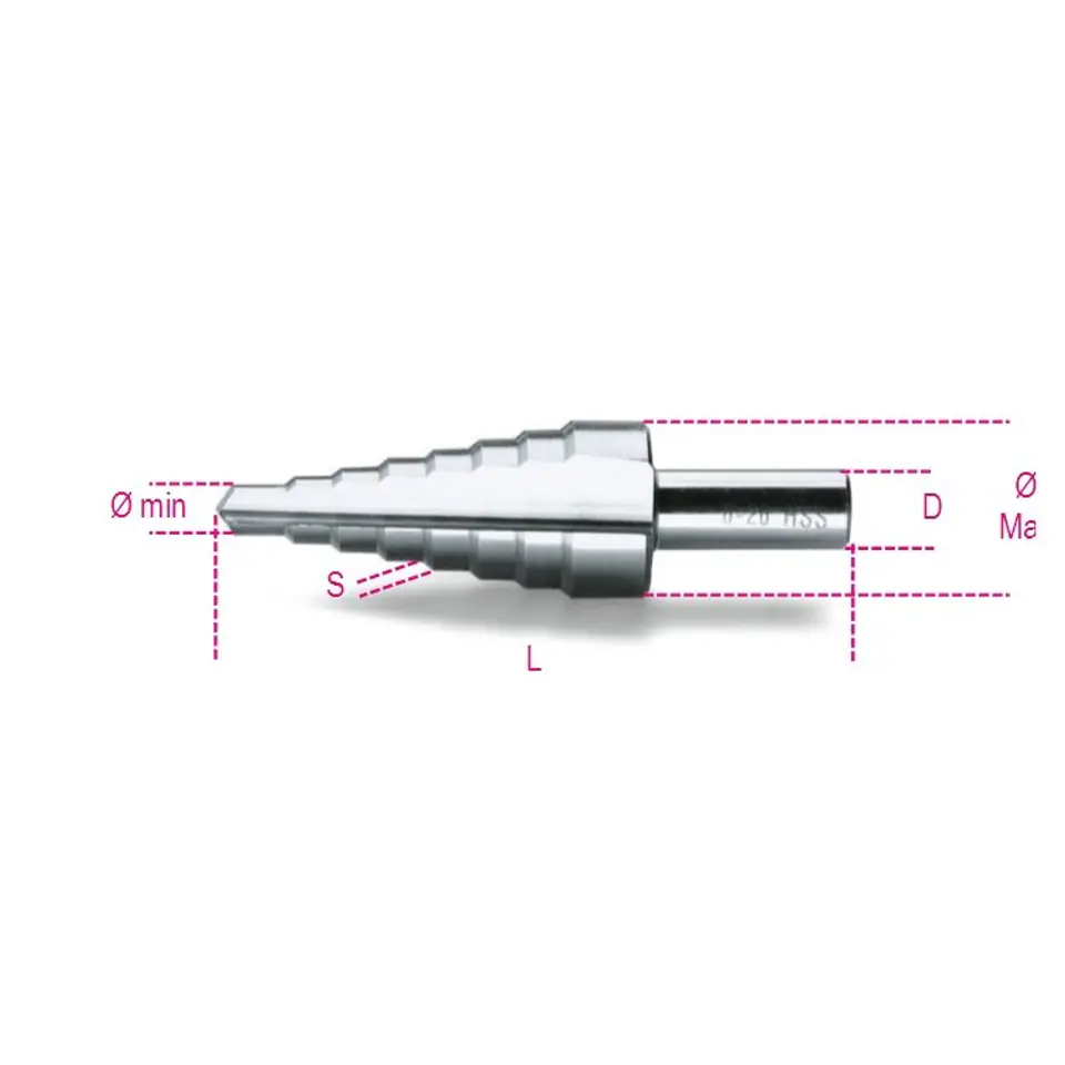 ⁨Wiertło stożkowe stopniowe HSS 4-30 mm, długość 75 mm, 425 Beta⁩ w sklepie Wasserman.eu