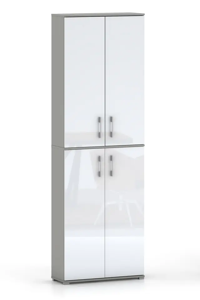 ⁨Szafa biurowa Pola 215 - 4D 60cm Szary Arktyczny z frontami w połysku⁩ w sklepie Wasserman.eu