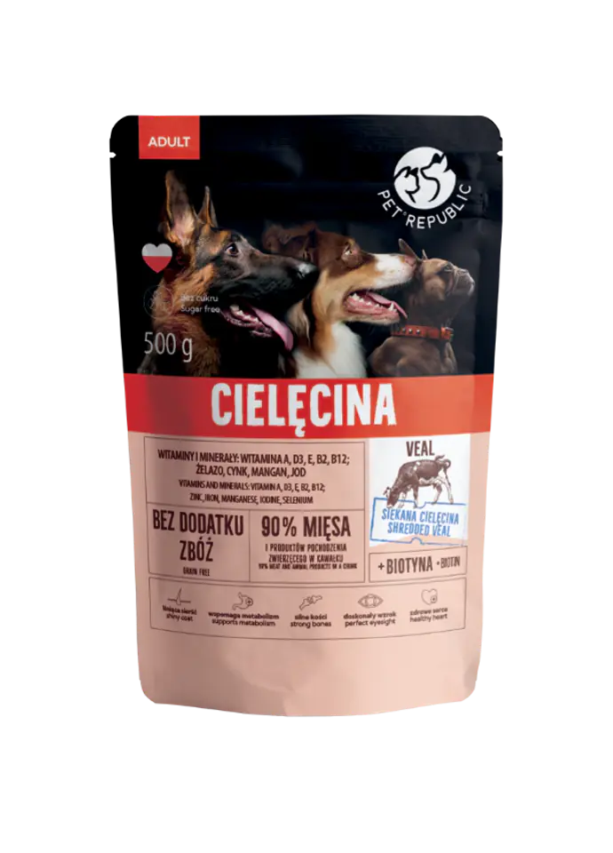 ⁨PET REPUBLIC Adult Veal - wet dog food - 500g⁩ at Wasserman.eu