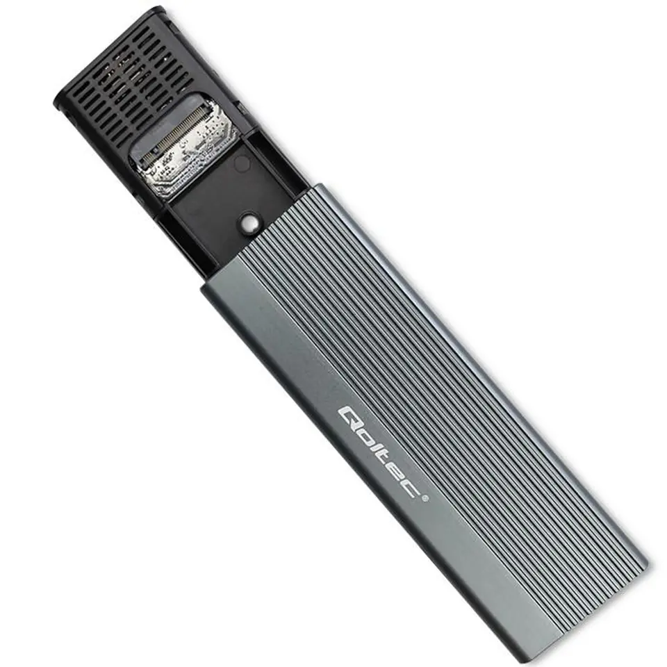 Qoltec 52267 Enclosure | SSD M.2 drive | SATA | NGFF| USB-C | Super speed | 2TB | Grey at Wasserman.eu