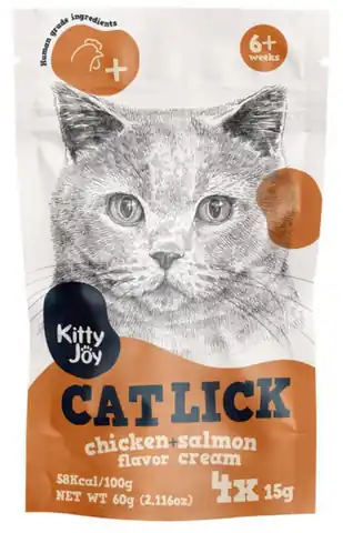 ⁨Kitty Joy Cat Lick Kurczak & Łosoś Cream 4x15g⁩ w sklepie Wasserman.eu