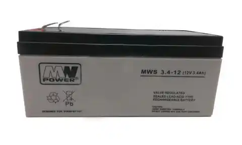 ⁨MPL MW POWER MWS 3.4-12 UPS battery Lead-acid accumulator VRLA AGM Maintenance-free 12 V 3,4 Ah Black, Grey⁩ at Wasserman.eu
