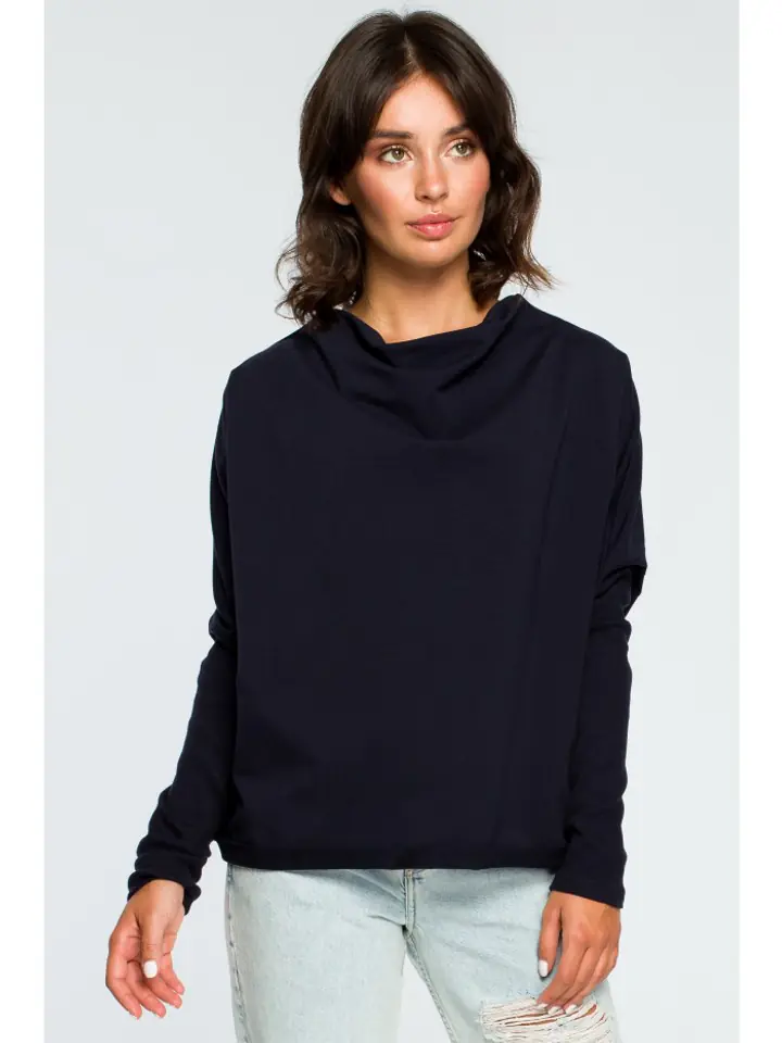 ⁨B094 Bluza z dekoltem z tyłu - granatowa (kolor granat, rozmiar L/XL)⁩ w sklepie Wasserman.eu