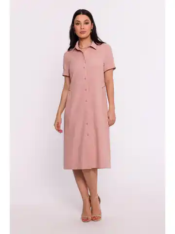 ⁨B282 Sukienka koszulowa - różowa (kolor róż, rozmiar XL)⁩ w sklepie Wasserman.eu