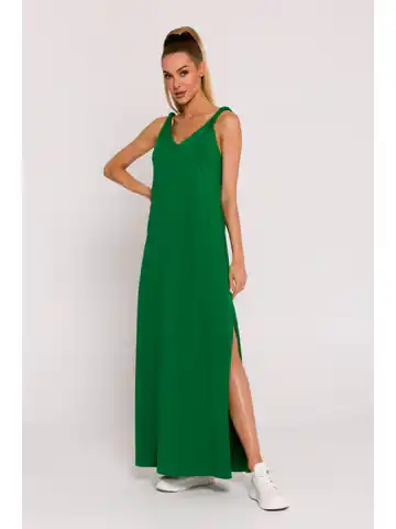 ⁨M791 Sukienka maxi z głębokim dekoltem na plecach - soczysty zielony (kolor zielony, rozmiar L)⁩ w sklepie Wasserman.eu