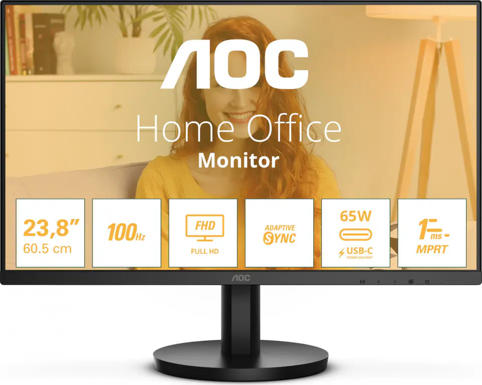 ⁨Monitor AOC 24B3CA2 (24" /IPS /100Hz /1920 x 1080 /Czarny)⁩ w sklepie Wasserman.eu