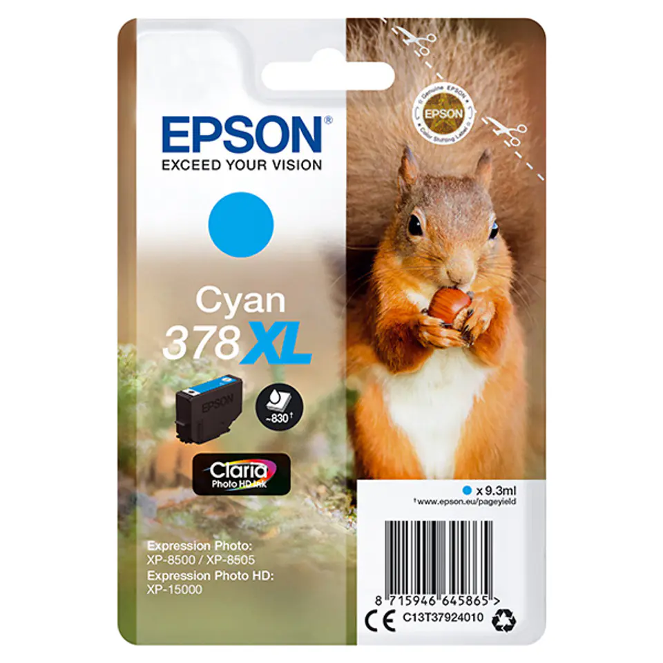 ⁨Epson oryginalny ink / tusz C13T37924010, 378XL, cyan, 9,3ml⁩ w sklepie Wasserman.eu