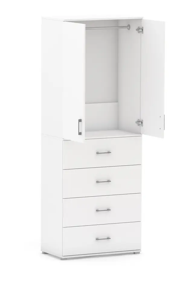 Szafa na ubrania z drążkiem Pola 215 - 4 szuflady 60 / 70 / 80 cm BIALA w sklepie Wasserman.eu
