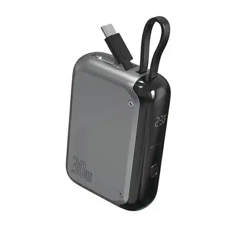 ⁨4smarts Powerbank Pocket 10000mAh 30W z wbudowanym kablem USB-C 15cm space grey 540699⁩ w sklepie Wasserman.eu