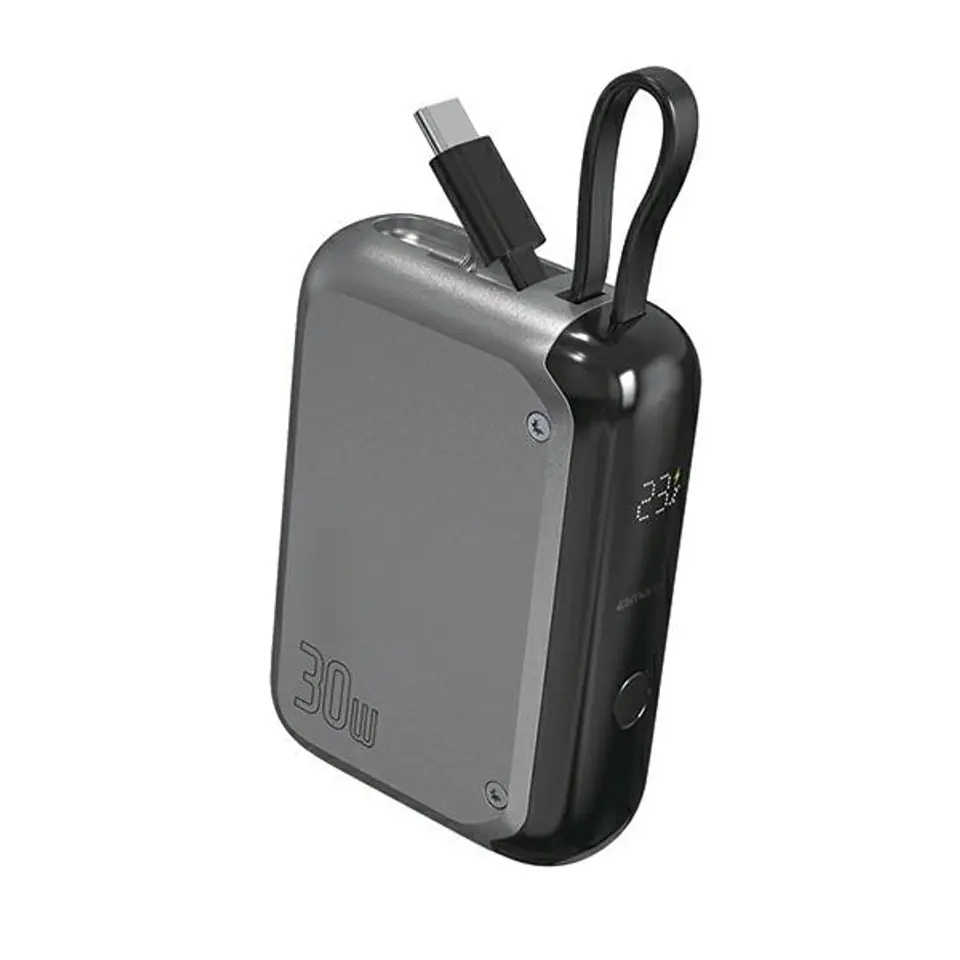 ⁨4smarts Powerbank Pocket 10000mAh30W z wbudowanym kablem USB-C 15cm space grey 540699⁩ w sklepie Wasserman.eu