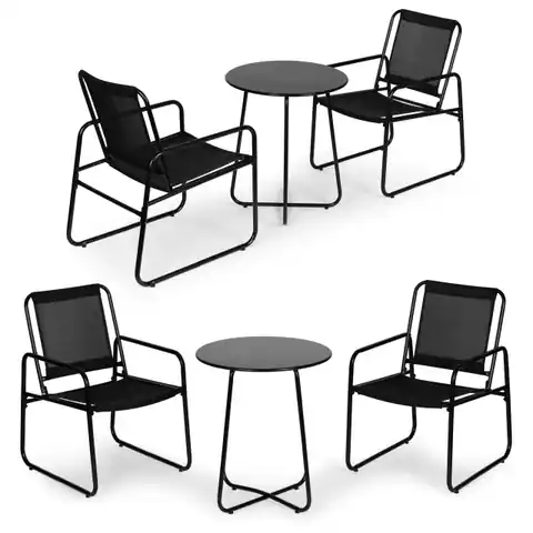 ⁨Zestaw komplet mebli ogrodowych dwa krzesła stolik czarny⁩ w sklepie Wasserman.eu