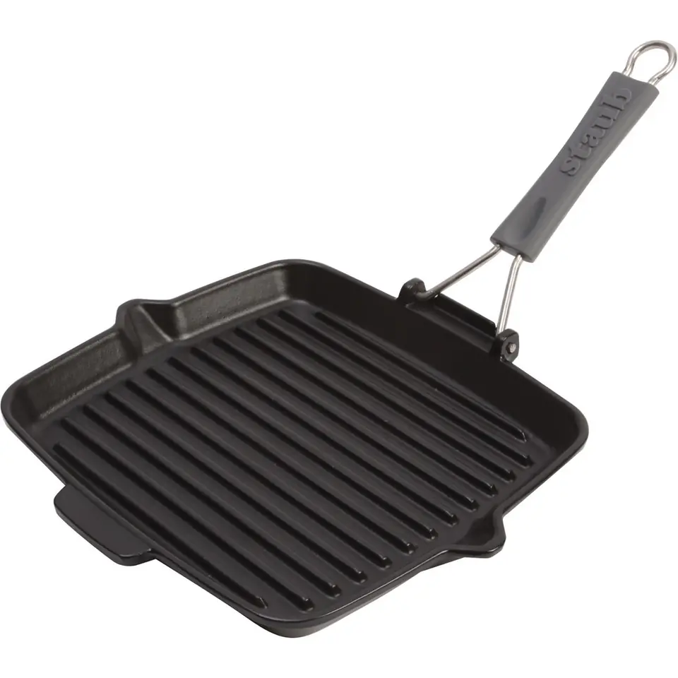 Kwadratowa patelnia żeliwna grillowa Staub - 24 cm, Czarny w sklepie Wasserman.eu