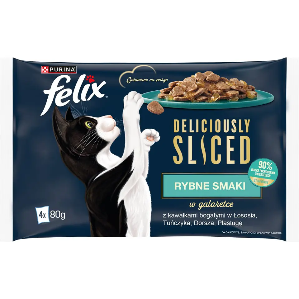 ⁨FELIX Deliciously Sliced Rybne Smaki - mokra karma dla kota - 4x 80 g⁩ w sklepie Wasserman.eu
