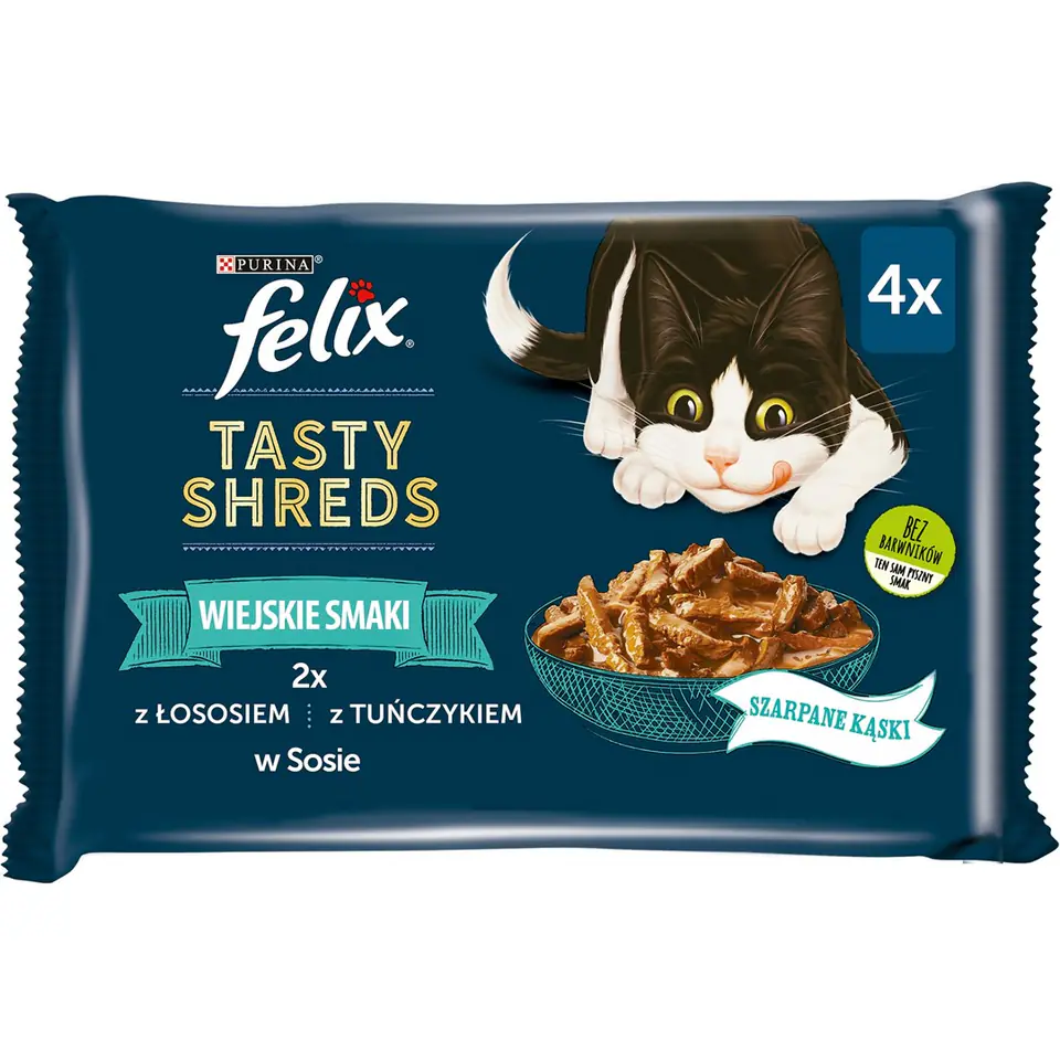 ⁨FELIX Tasty Shreds with salmon and tuna - 4x 80g⁩ at Wasserman.eu