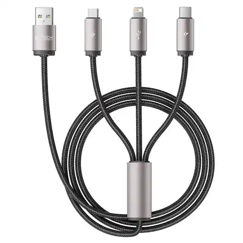 ⁨Kabel 3w1 3.5A 1m USB - USB-C + Lightning + Micro USB Tech-Protect UltraBoost 3in1 szary⁩ w sklepie Wasserman.eu