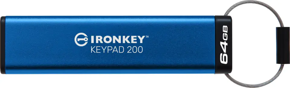 ⁨Pendrive KINGSTON IronKey Keypad 200 (64 GB /Niebieski )⁩ w sklepie Wasserman.eu