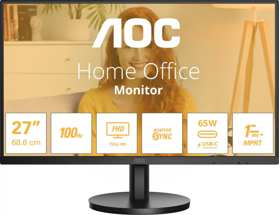 ⁨Monitor AOC 27B3CA2 (27" /IPS /100Hz /1920 x 1080 /Czarny)⁩ w sklepie Wasserman.eu