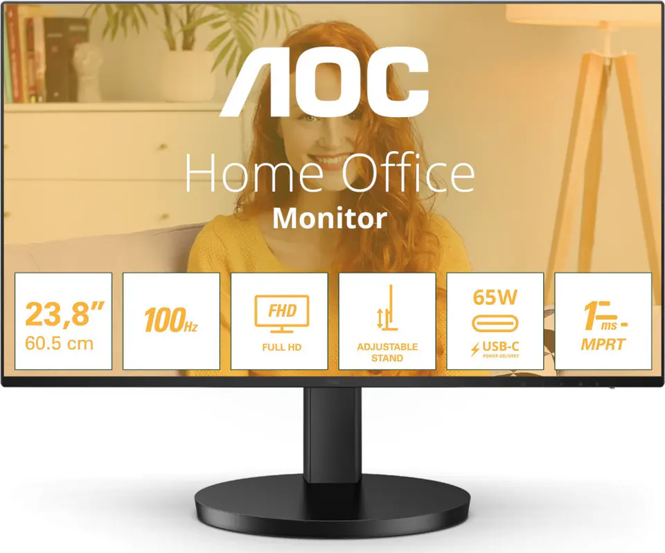 ⁨Monitor AOC 24B3CF2 (23.8" /IPS /100Hz /1920 x 1080 /Czarny)⁩ w sklepie Wasserman.eu