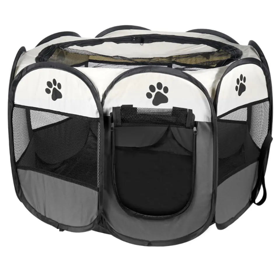 ⁨Kojec uniwersalny składany klatka dla psa kota - szary⁩ w sklepie Wasserman.eu