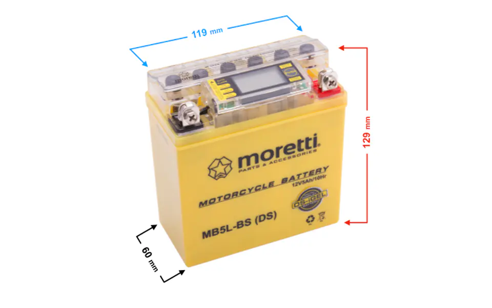 ⁨Akumulator Moretti AGM (I-Gel) MB5L-BS ze wskaźnikiem⁩ w sklepie Wasserman.eu