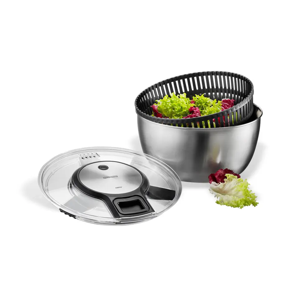 ⁨GEFU Speedwing salad spinner Stainless steel Button⁩ at Wasserman.eu