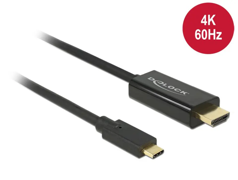 ⁨DeLOCK 85292 adapter kablowy 3 m USB Type-C HDMI Czarny⁩ w sklepie Wasserman.eu